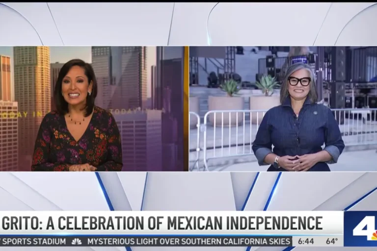 Monica Rodriguez being interviewed about El Grito 2023 by a newschannel 4 reporter