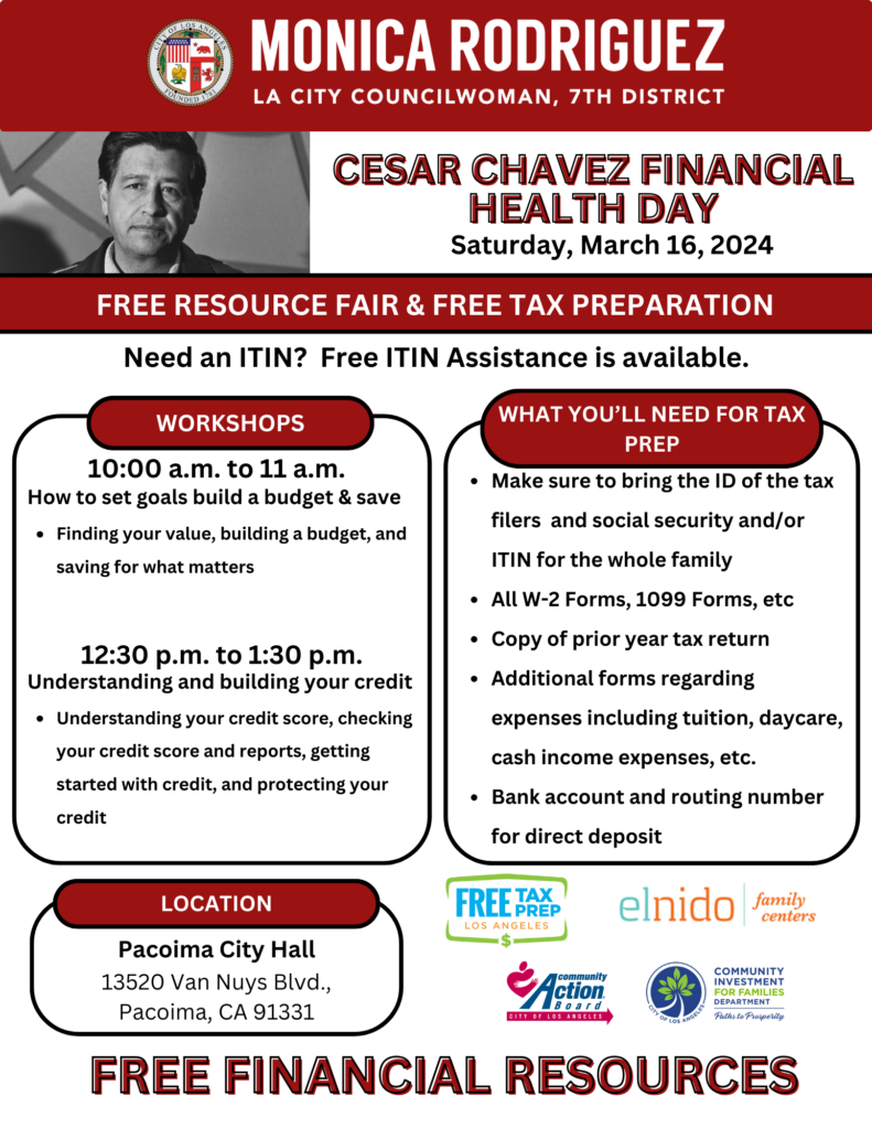 CESAR CHAVEZ FINANCIAL HEALTH DAY March 16, 2024